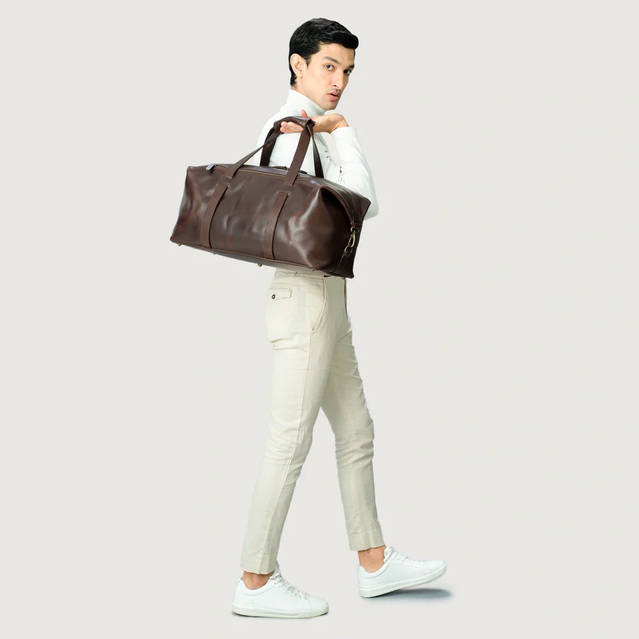 The Dale Vintage Brown Leather Duffle Bag for Men - Image 4