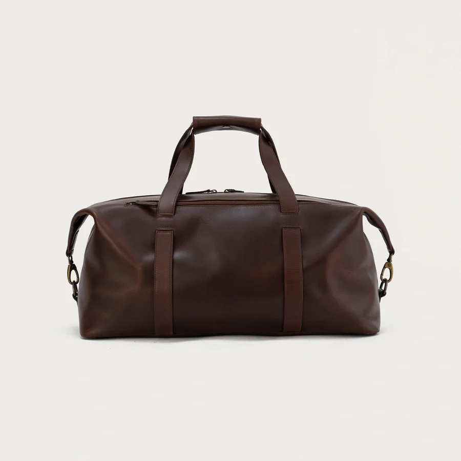 mens brown leather duffle bag