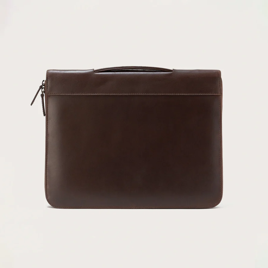 brown leather portfolio case