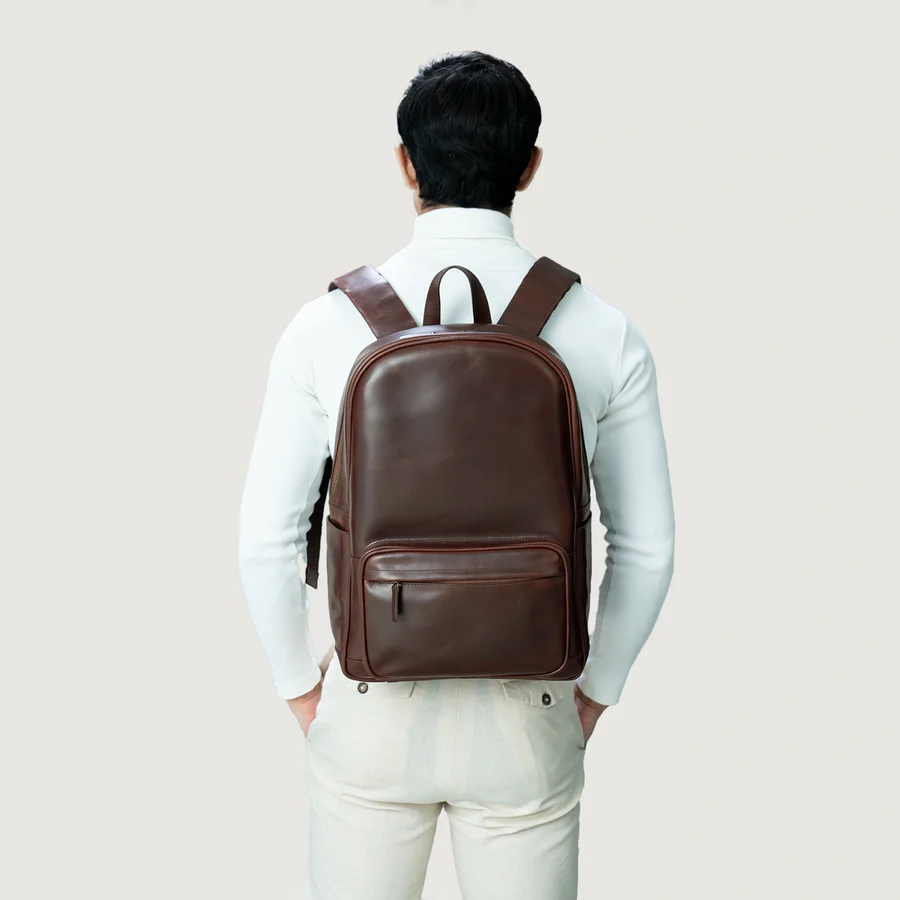 The Philos Chocolate Brown Leather Backpack for Men - Image 5