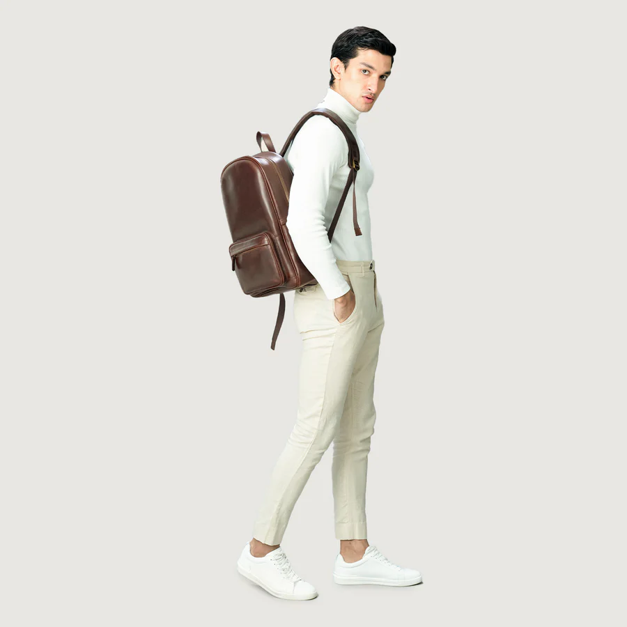 The Philos Chocolate Brown Leather Backpack for Men - Image 6