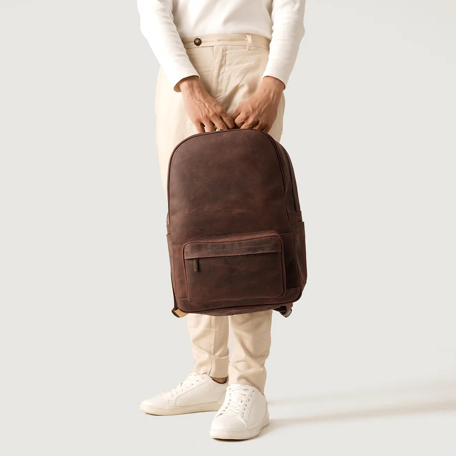 The Philos Distressed Brown Leather Backpack for Men - Image 6