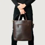 Womens leather zipper tote