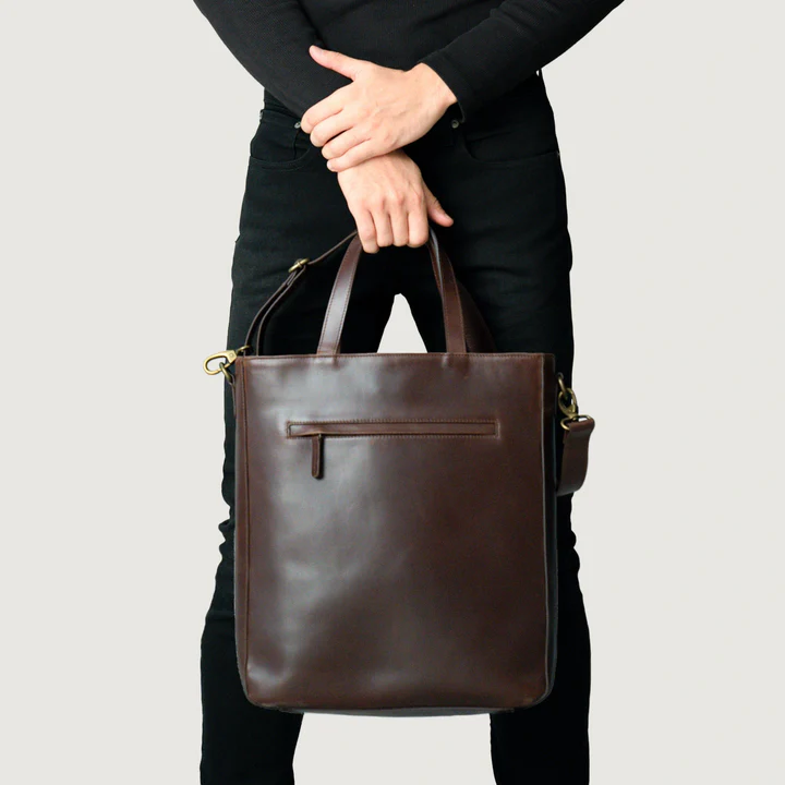 Womens leather zipper tote