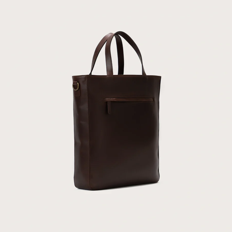 brown leather tote bag