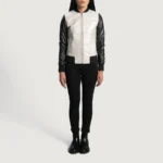 Cole Women's Silver Leather Bomber Jacket - Image 6