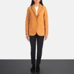 camel suede blazer for women
