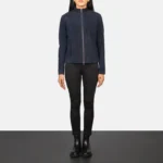 Rumella Blue Suede Biker Jacket for Women - Image 5