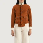 Sasha A1 Brown Suede Bomber Jacket for Women - Image 4