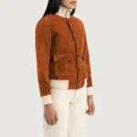 Sasha A1 Brown Suede Bomber Jacket for Women - Image 6