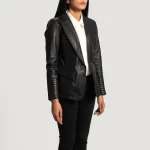 black leather womens blazer