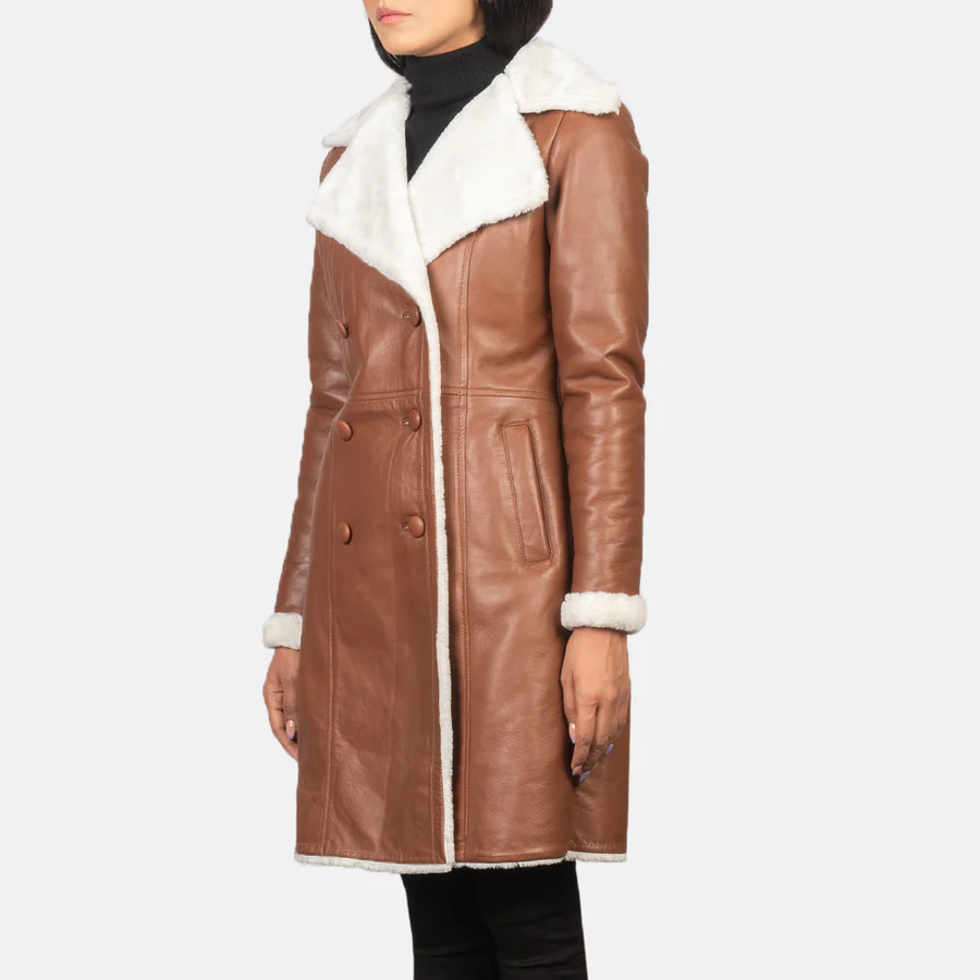 women's brown shearling coat