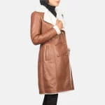brown long shearling coat
