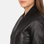 womens black bomber leather jacket