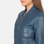blue leather varsity jacket