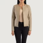 Collarless Leather Jacket Women's