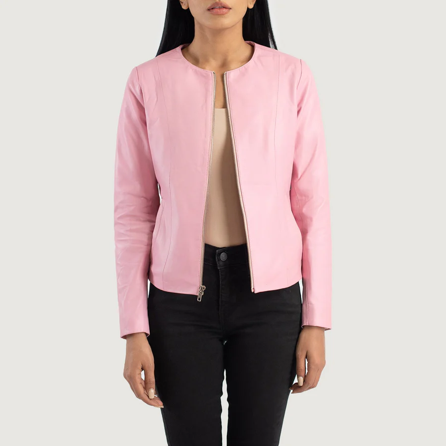 Women's Pink Leather Jacket