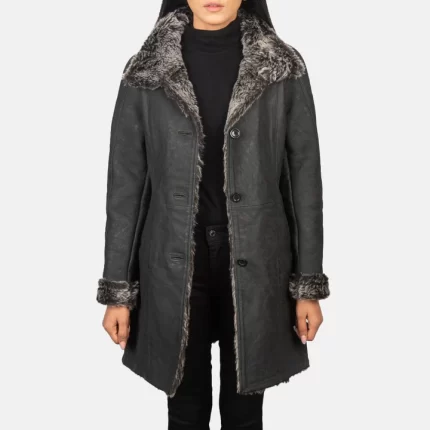 Women's Black Shearling Coat