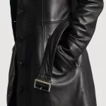 Moonlight Long Black Leather Trench Coat for Women - Image 5