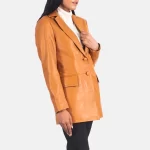 tan leather blazer womens