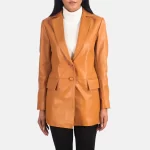 tan leather blazer