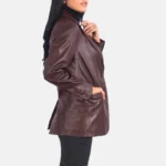 Norma Women’s Maroon Leather Blazer - Image 4