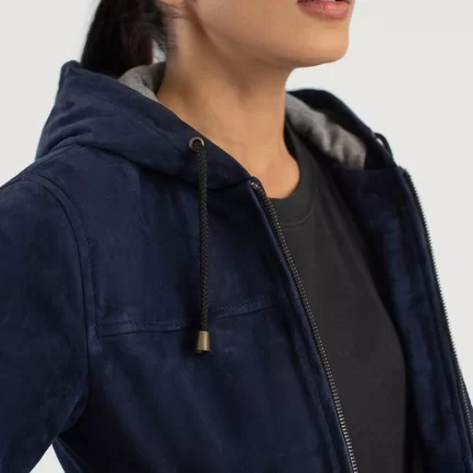 Blue Suede Bomber Jacket