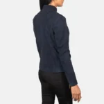 Rumella Blue Suede Biker Jacket for Women - Image 6