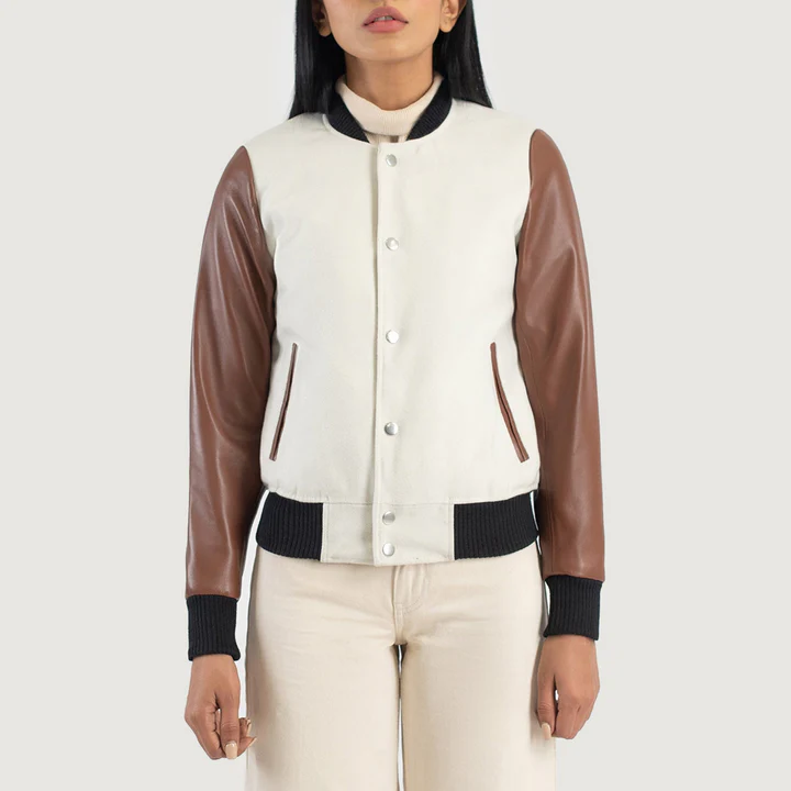 Savant Women’s Brown and White Varsity Jacket - Image 5