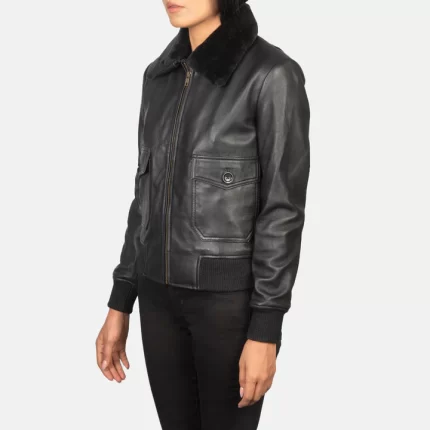 women's black bomber jacket