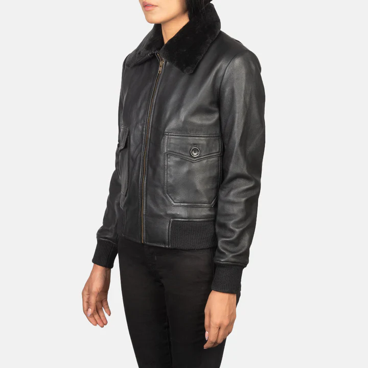 women's black bomber jacket