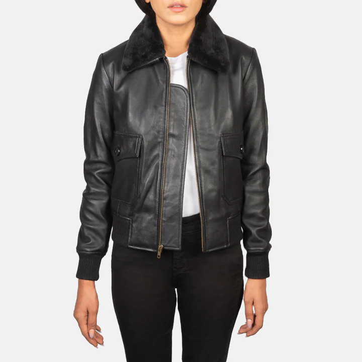 black leather jacket for women