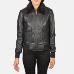 Stella Women’s G-1 Black Shearling Leather Bomber Jacket - Image 5