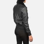 black women's leather bomber jacket