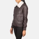 maroon leather bomber jacket