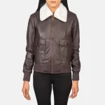 women's maroon leather jacket