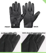 Drive Black Leather Driving Gloves For Men - Image 4