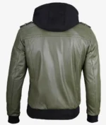 Removable Hood Leather Jacket
