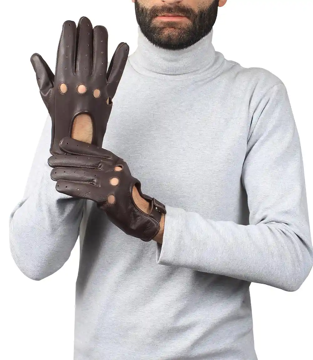 brown leather gloves for men