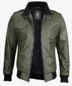 Mens hooded leather bomber USA