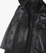3/4 Length Black Leather Coat