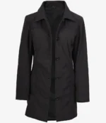 Black Lightweight Button Down Car Coat for Women - Image 2