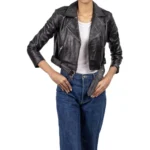 cropped leather biker jacket