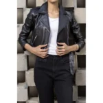 short leather jacket women