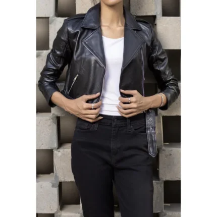 short leather jacket women