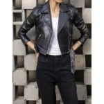 women's cropped moto jacket