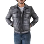 smoky finish vintage leather jacket