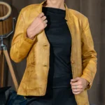 versatile mandarin collar leather outerwear