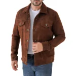 mens suede trucker jacket