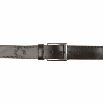 Double row stitched leather belt